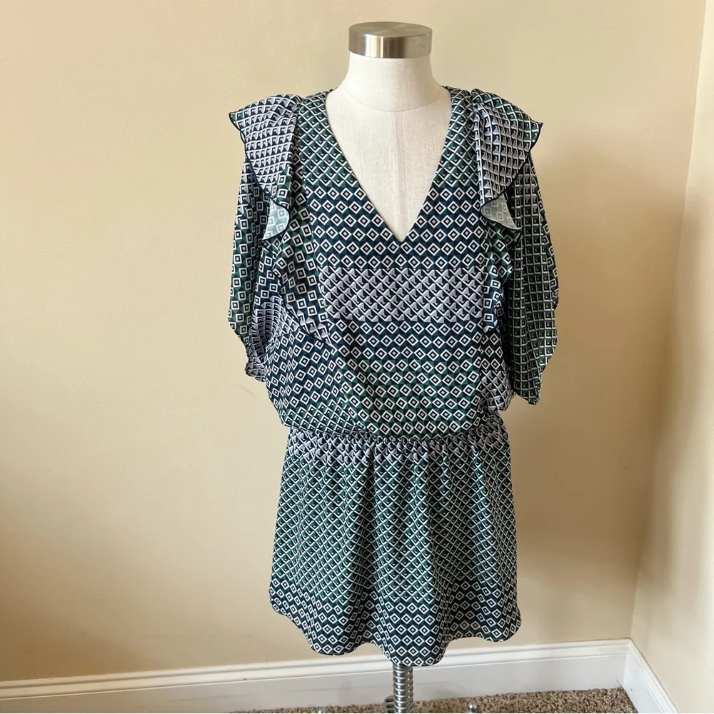 Parker Luisa Mixed Patterned Flutter Ruffle Sleev… - image 3